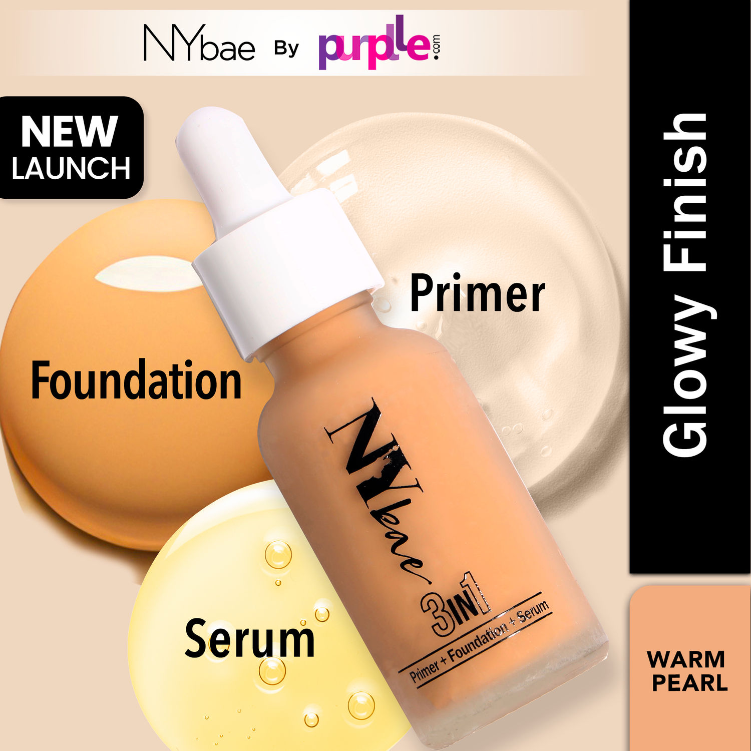 Buy NY Bae 3 in 1 Serum Foundation with Primer I Moisturising I Glowing Korean Skin I Celeb Glow | Dewy Makeup | Warm Pearl 12 (30 ml) - Purplle