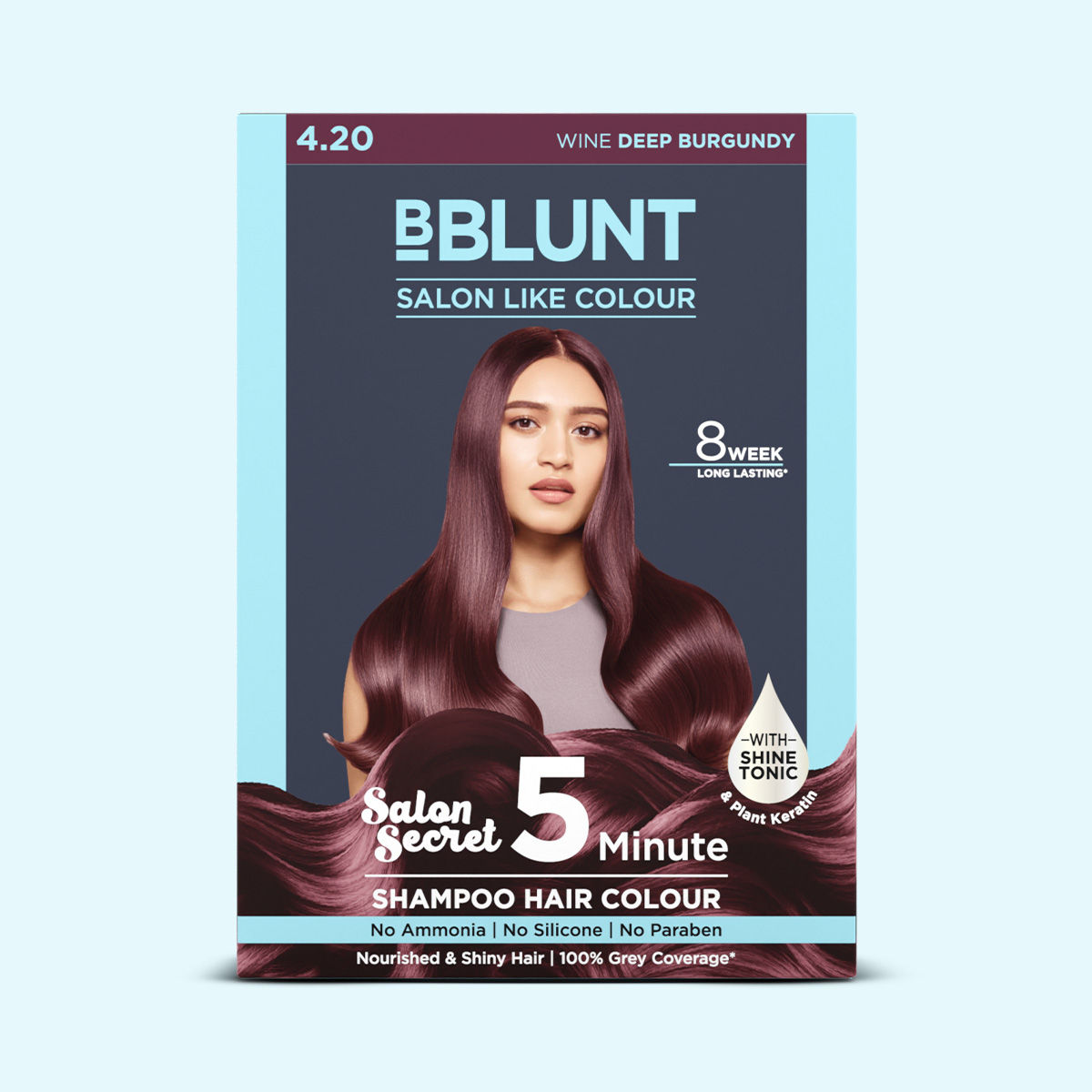 Wine Deep Burgundy 5 Minute Shampoo Hair Colour for 100 Grey Coverage