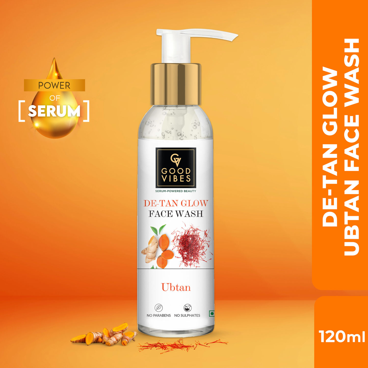 Buy Good Vibes Ubtan De Tan Glow Face Wash | Brightening Cleansing | Vegan No Parabens No Mineral Oil No Animal Testing (120 ml) - Purplle