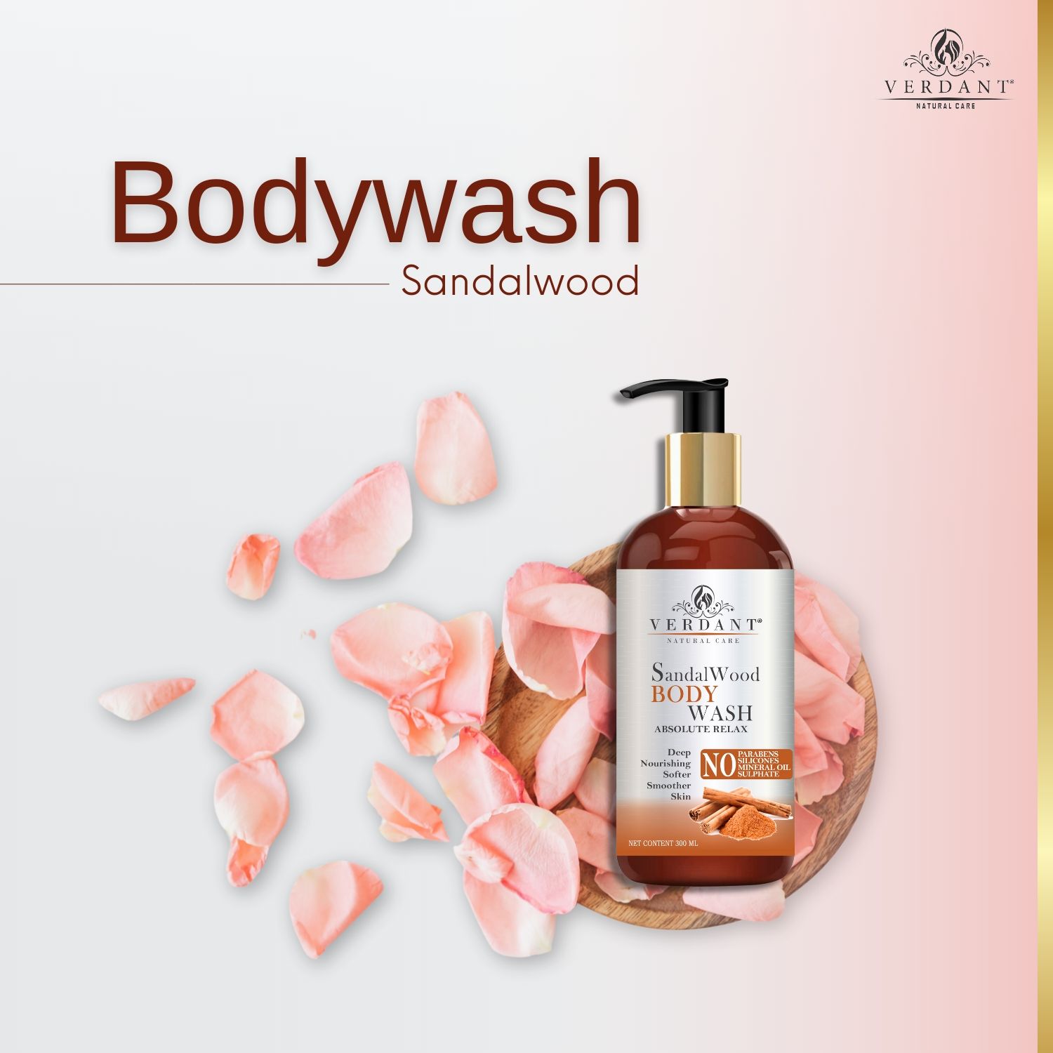 Verdant Natural Care Sandalwood Body Wash Shower Gel 300ml