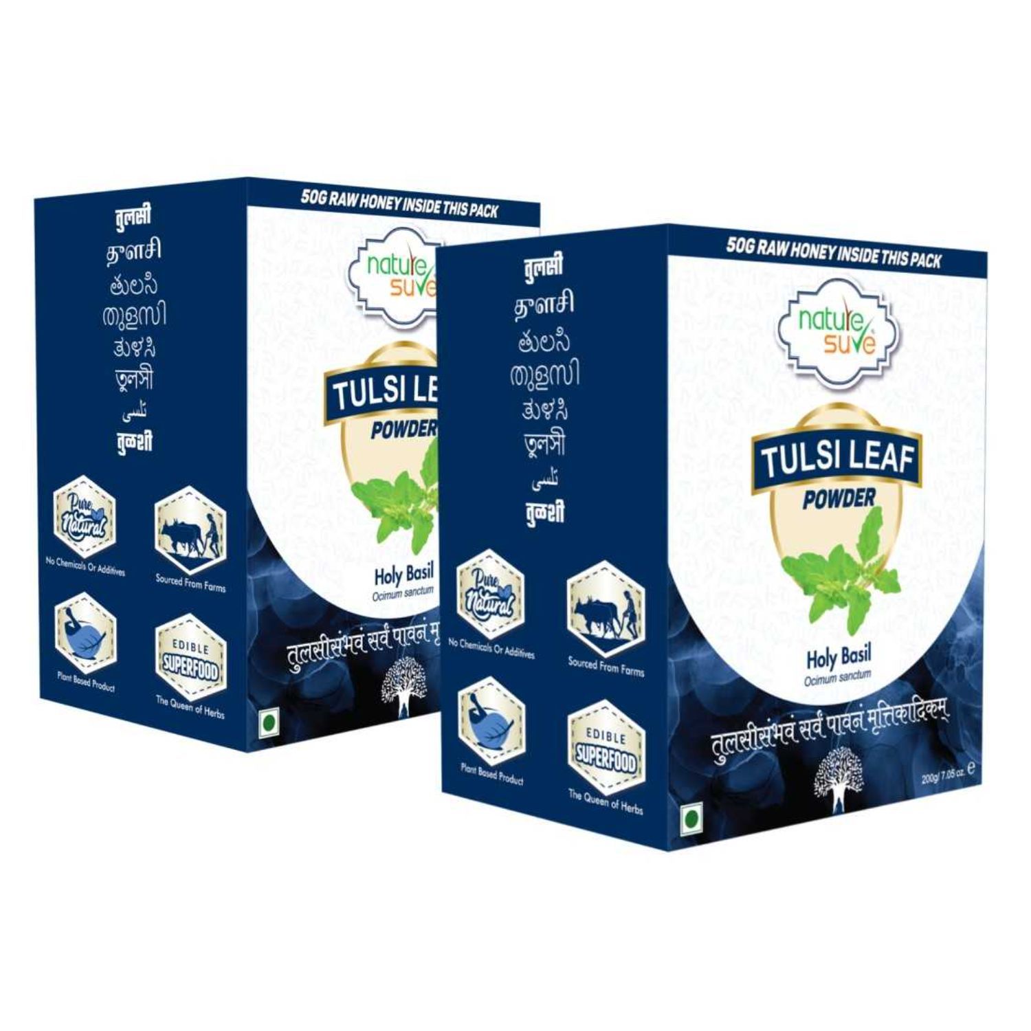 Nature Sure Tulsi Leaf Powder 200g with Raw Honey 50g 2 Packs