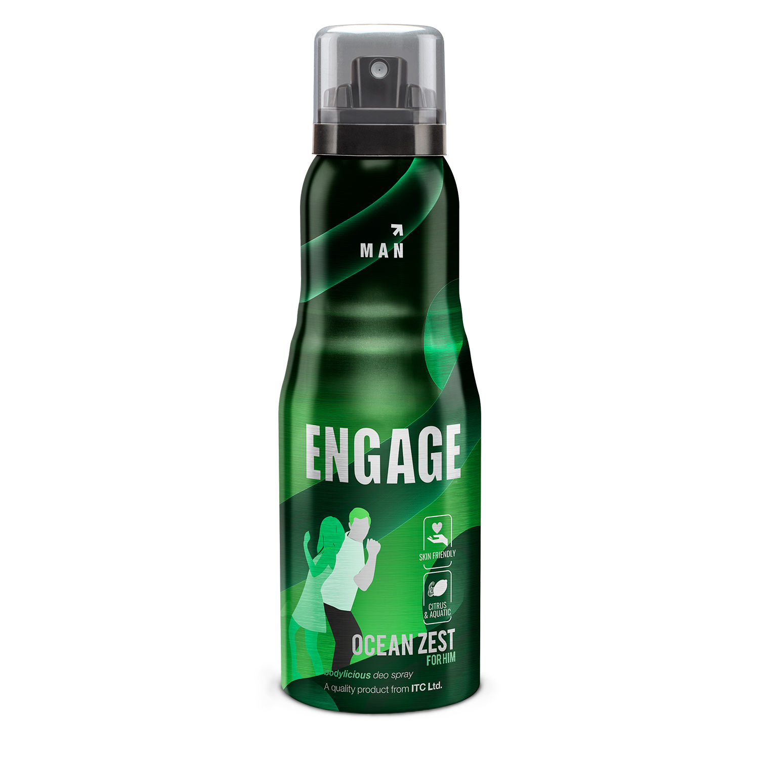 Engage Ocean Zest Deodorant for Men, Citrus and Aquatic, Skin Friendly