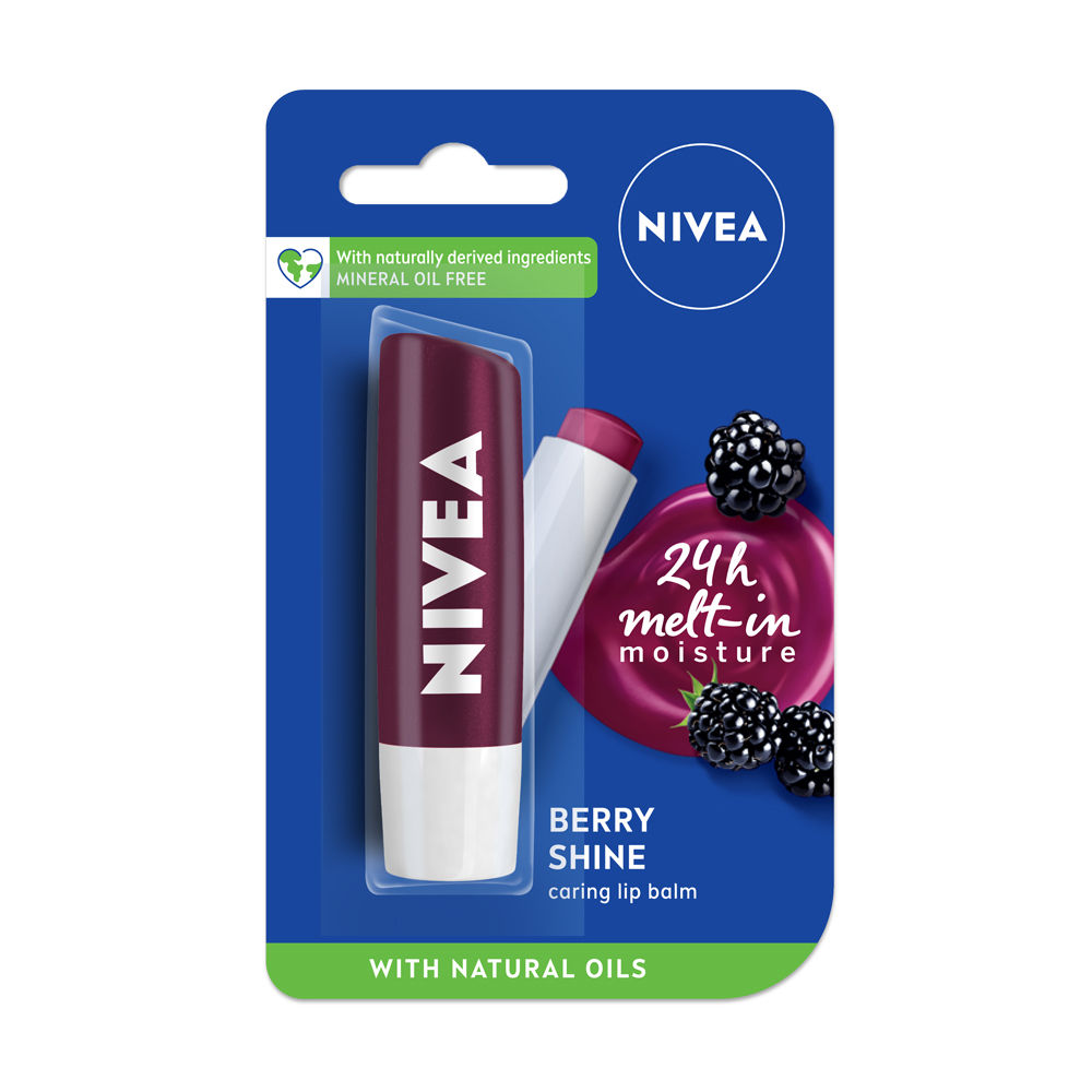 Buy Nivea  Berry Shine Caring Lip Balm  (4.8 g) - Purplle