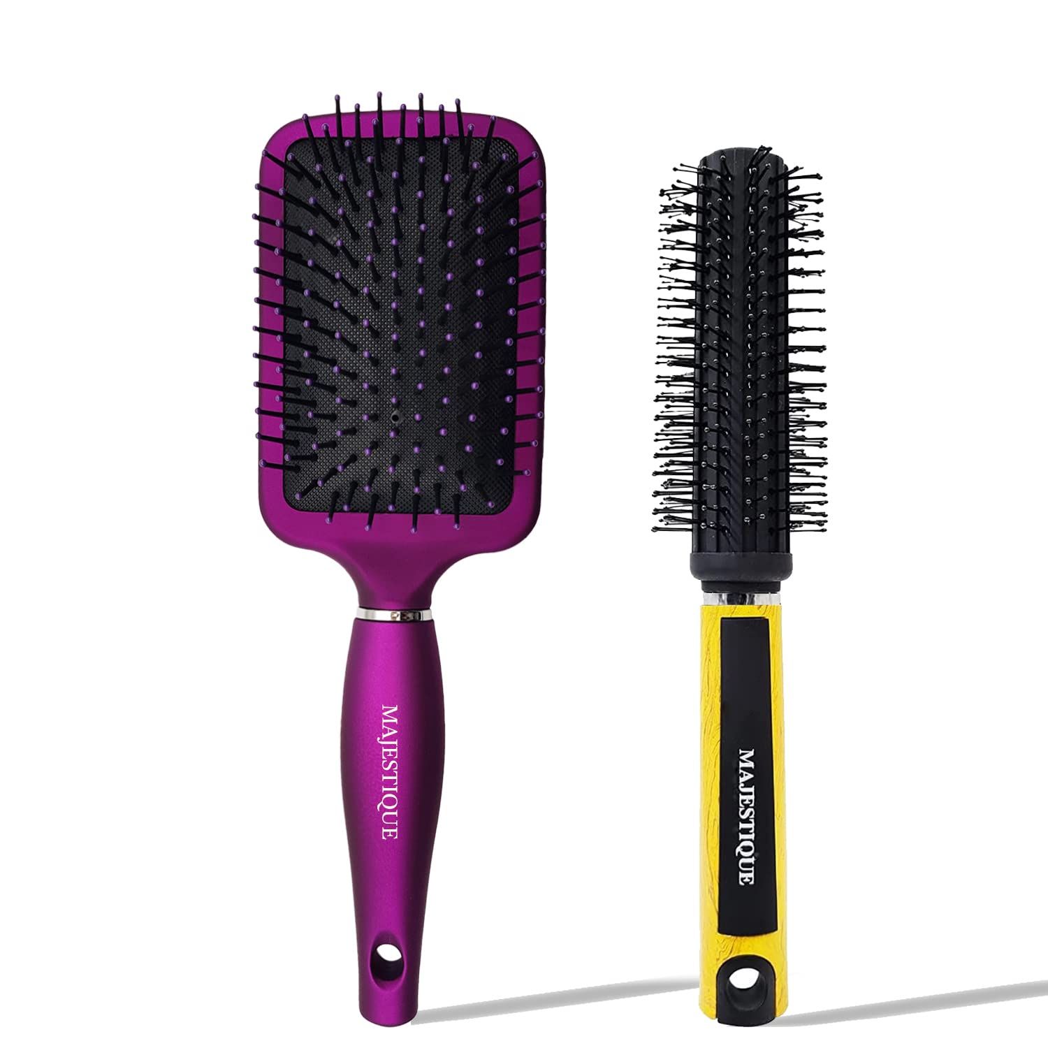 Majestique Hair Brush Set, Paddle Hair Brush, Round Hair Brush for Blow