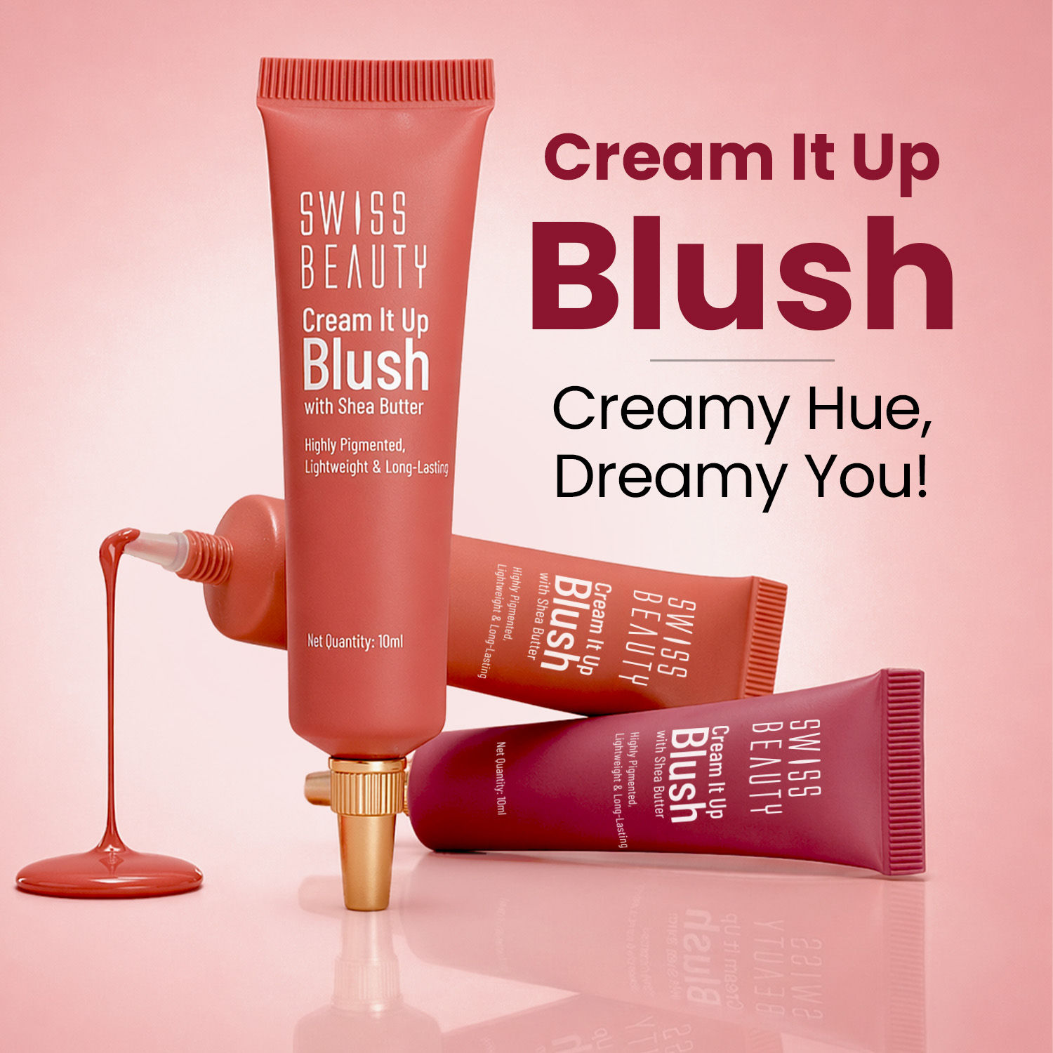 Buy Swiss Beauty Cream It Up Blusher With Shea Butter | Highly Pigmented | Long-lasting | Buildable & Blendable | All Skin Types|5|Cheek-o-Pink - Purplle