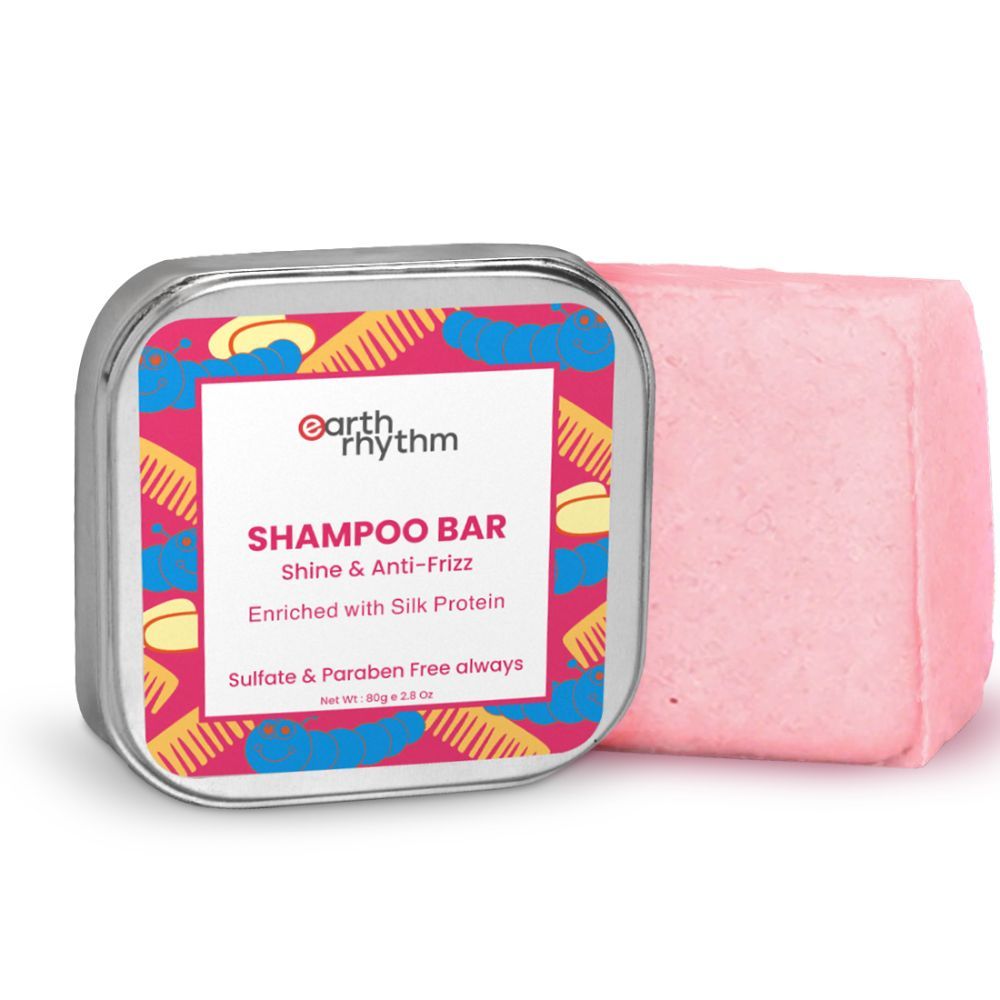 Earth Rhythm Silk Protein Shampoo Bar With Tin 80 Gm