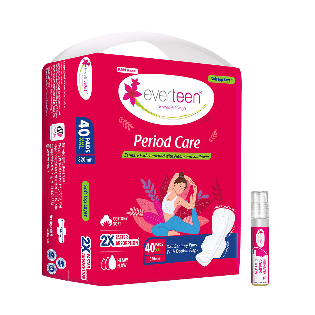 everteen combo 40 XXL Soft Neem Safflower Sanitary Pads with Free