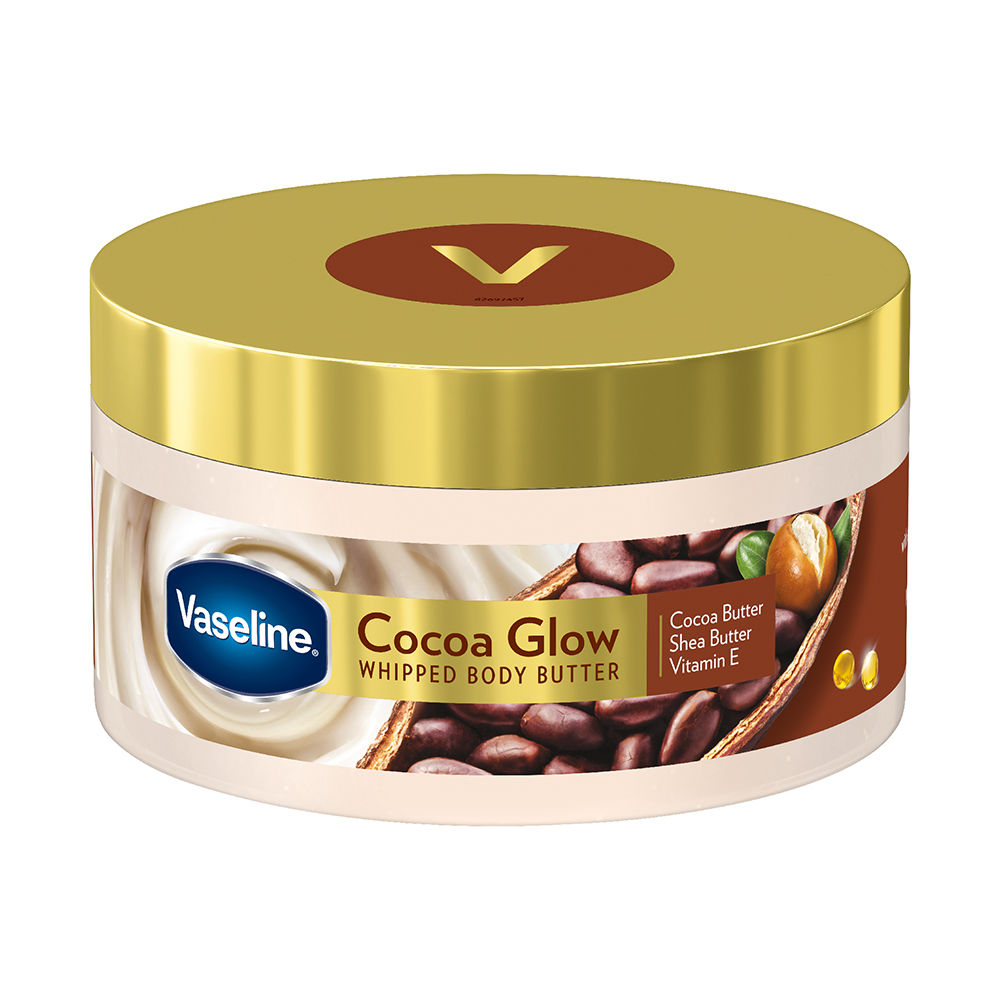 Vaseline Cocoa Glow Whipped Body Butter, 180 g. Cocoa & Shea Butter for