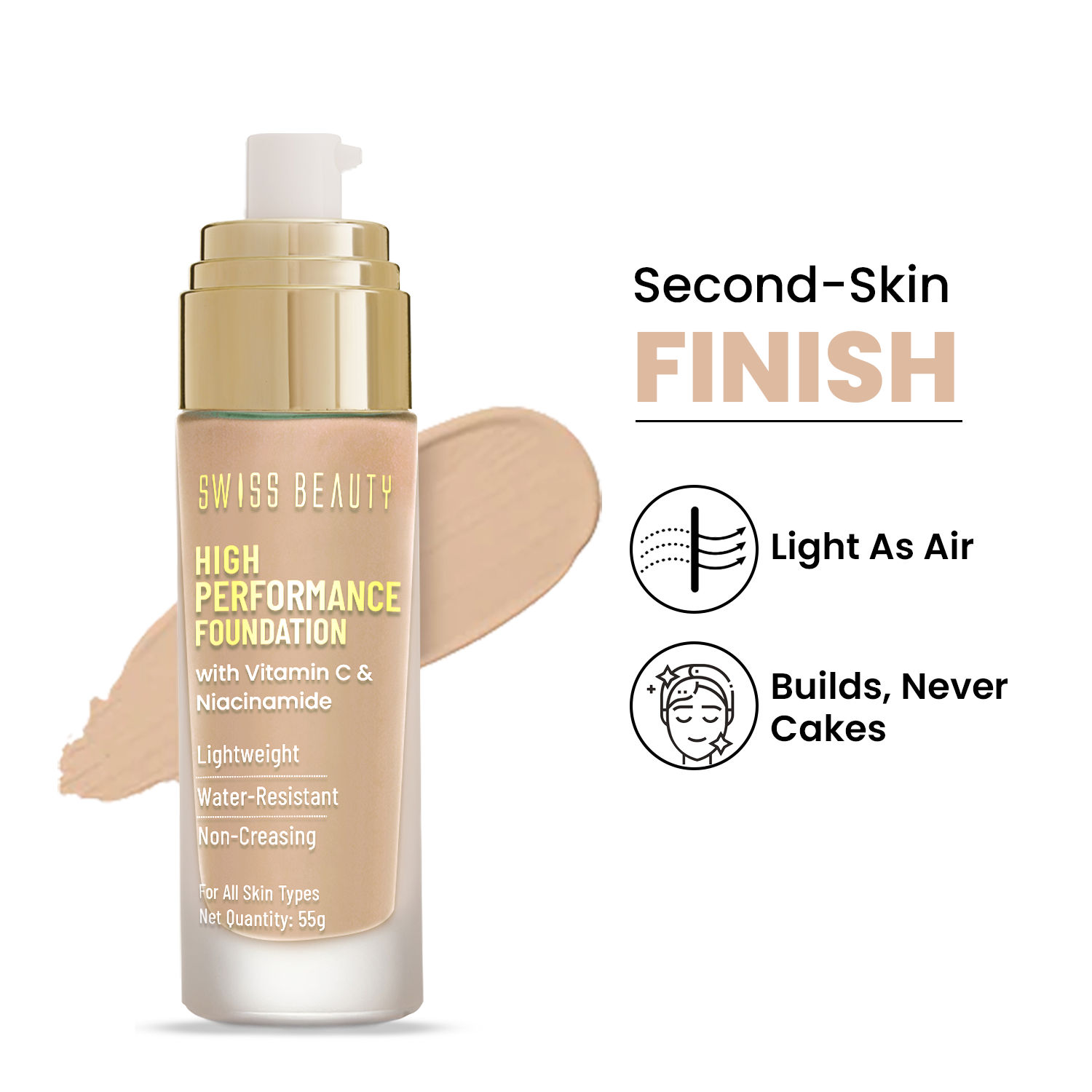 Buy Swiss BeautyA High PerformanceA WaterproofA  FoundationA - Classic-Ivory (55 gm) - Purplle
