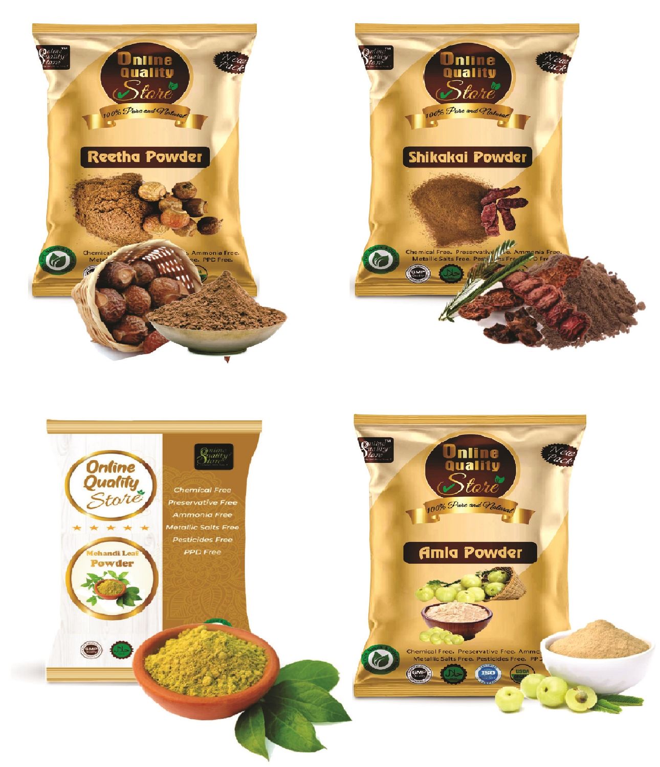 Online Quality Store Hair Care Powder Combo 200 g (Set of 4) Reetha