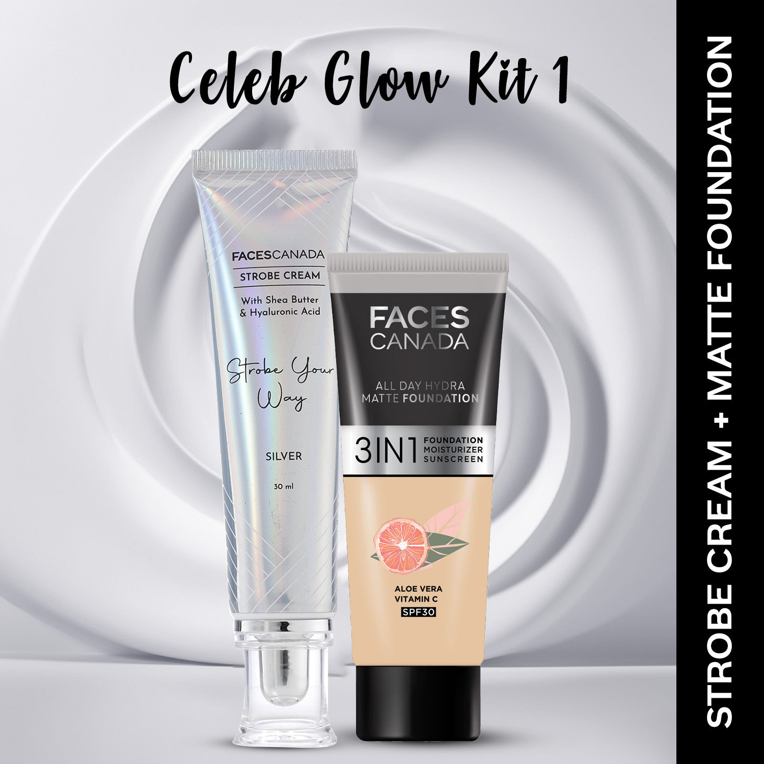 Faces Canada Celeb Glow Kit Silver Strobe Cream + All Day Hydra Matte