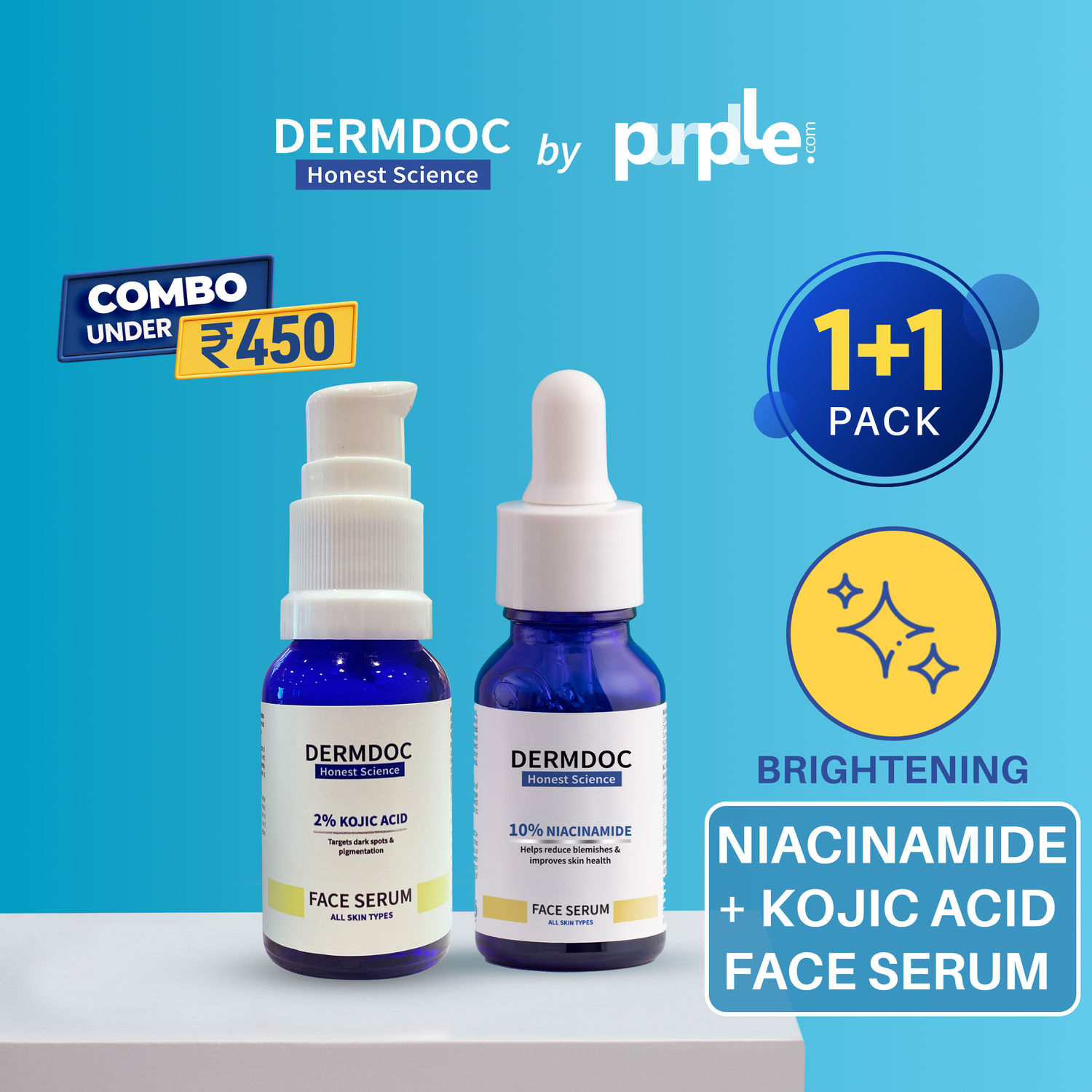 DERMDOC Combo Kit for Radiant Skin niacinamide face serum kojic