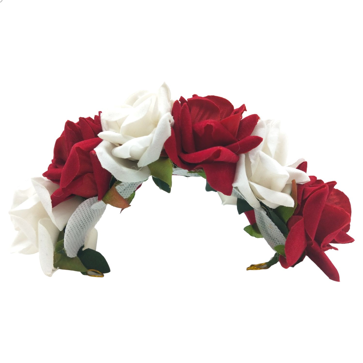 LYF5STAR Bridal Red & White Rose Artificial Flower Veni Gajra Pack of 1