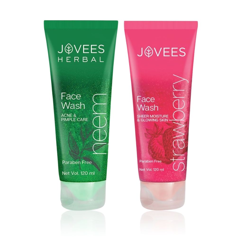 Jovees Face Wash Combo Neem Face Wash 120 ML Strawberry Face Wash