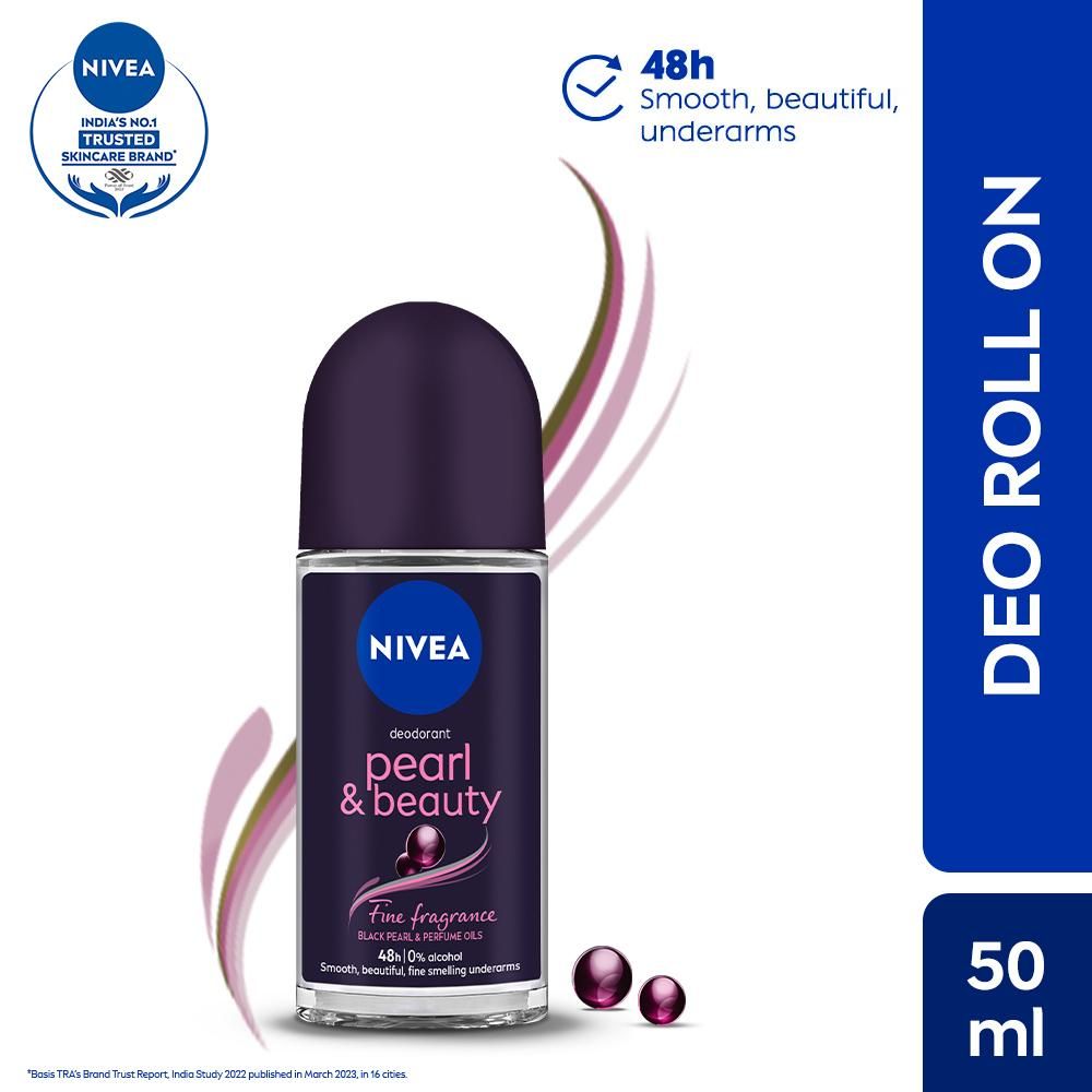 NIVEA Women Deodorant Roll on, Pearl & Beauty Fine Fragrance for Fragrant Smooth & Beautiful