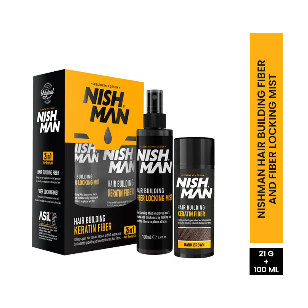 NishMan Hair Building Keratin Fiber Kit Dark Brown Color (111 g)