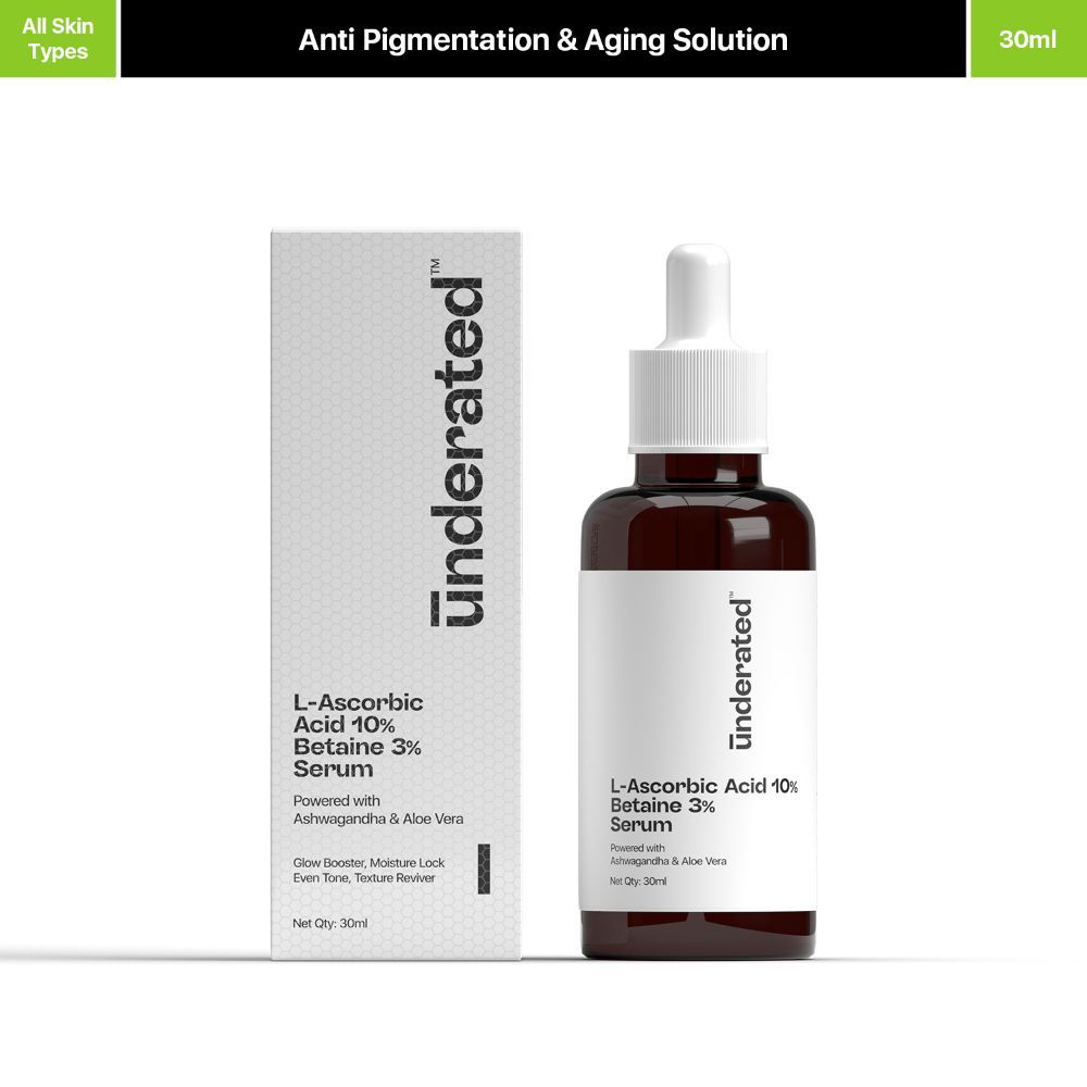 UNDERATED Vitamin C Serum For Face | L- Ascorbic Acid 10%, Betaine 3% ...