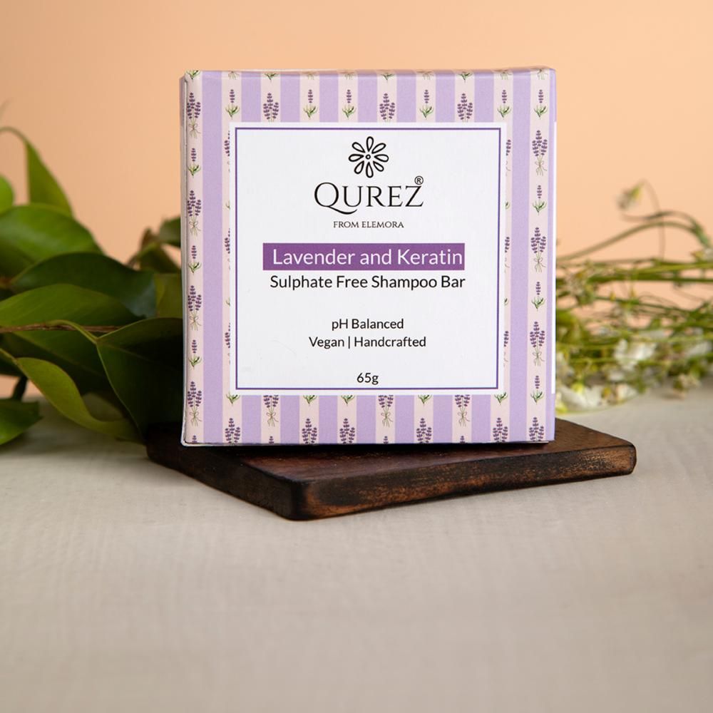Qurez Lavender and Keratin Shampoo Bar, 65g , Vegan and handcrafted