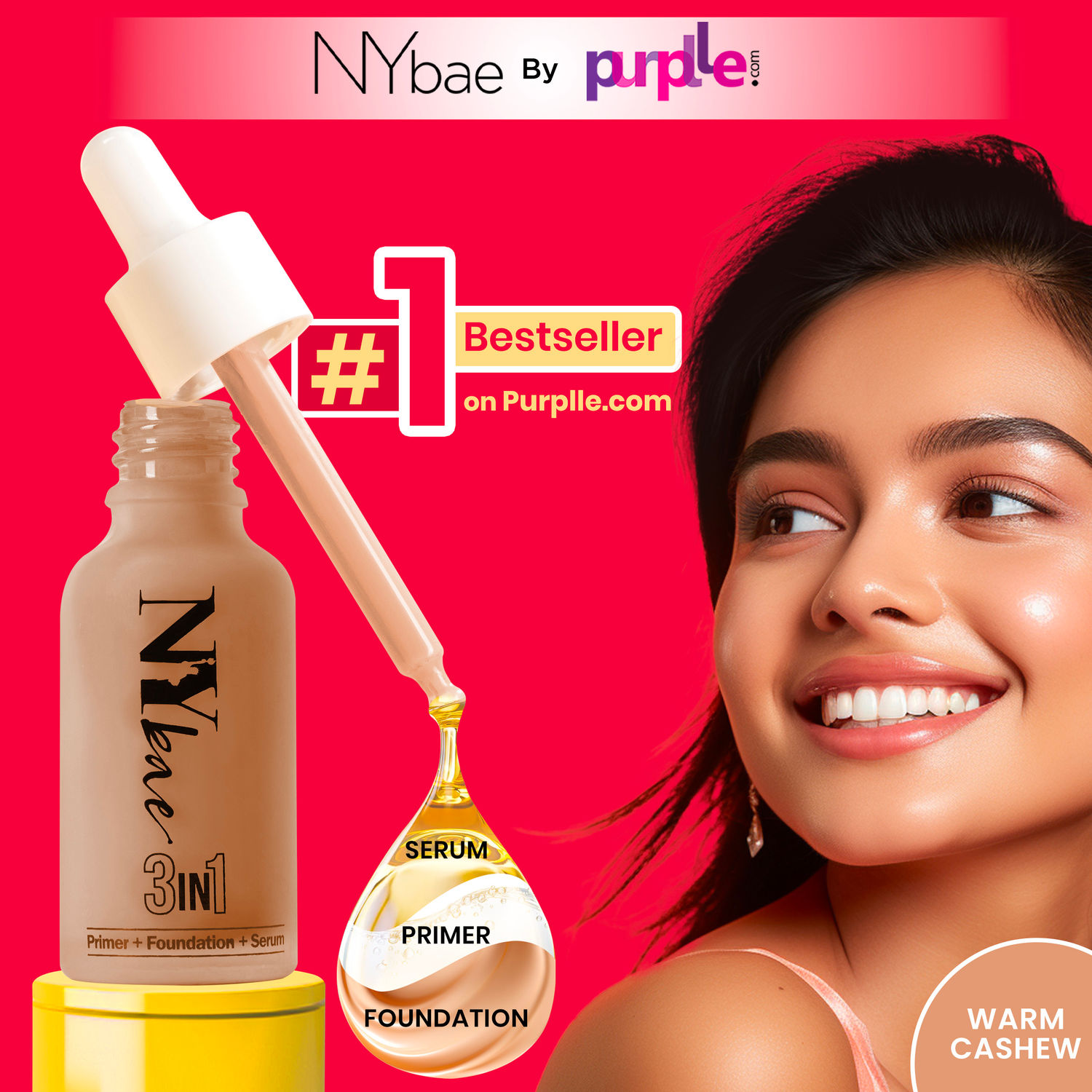 NY Bae 3 in 1 Primer + Foundation + Serum Warm Cashew 03 (30 ml)