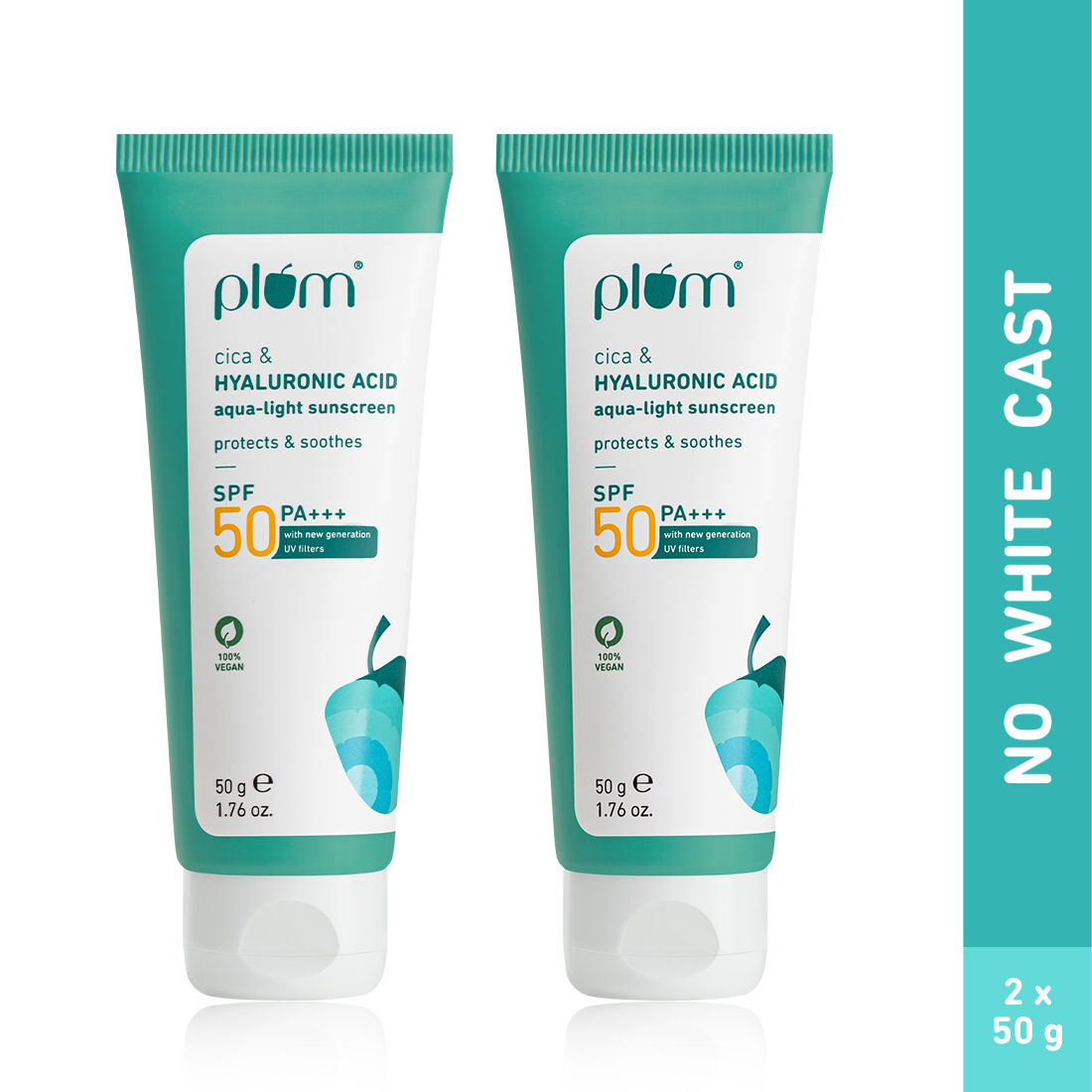 Plum Cica & Hyaluronic Acid AquaLight Sunscreen SPF 50 PA+++ (Pack of 2)