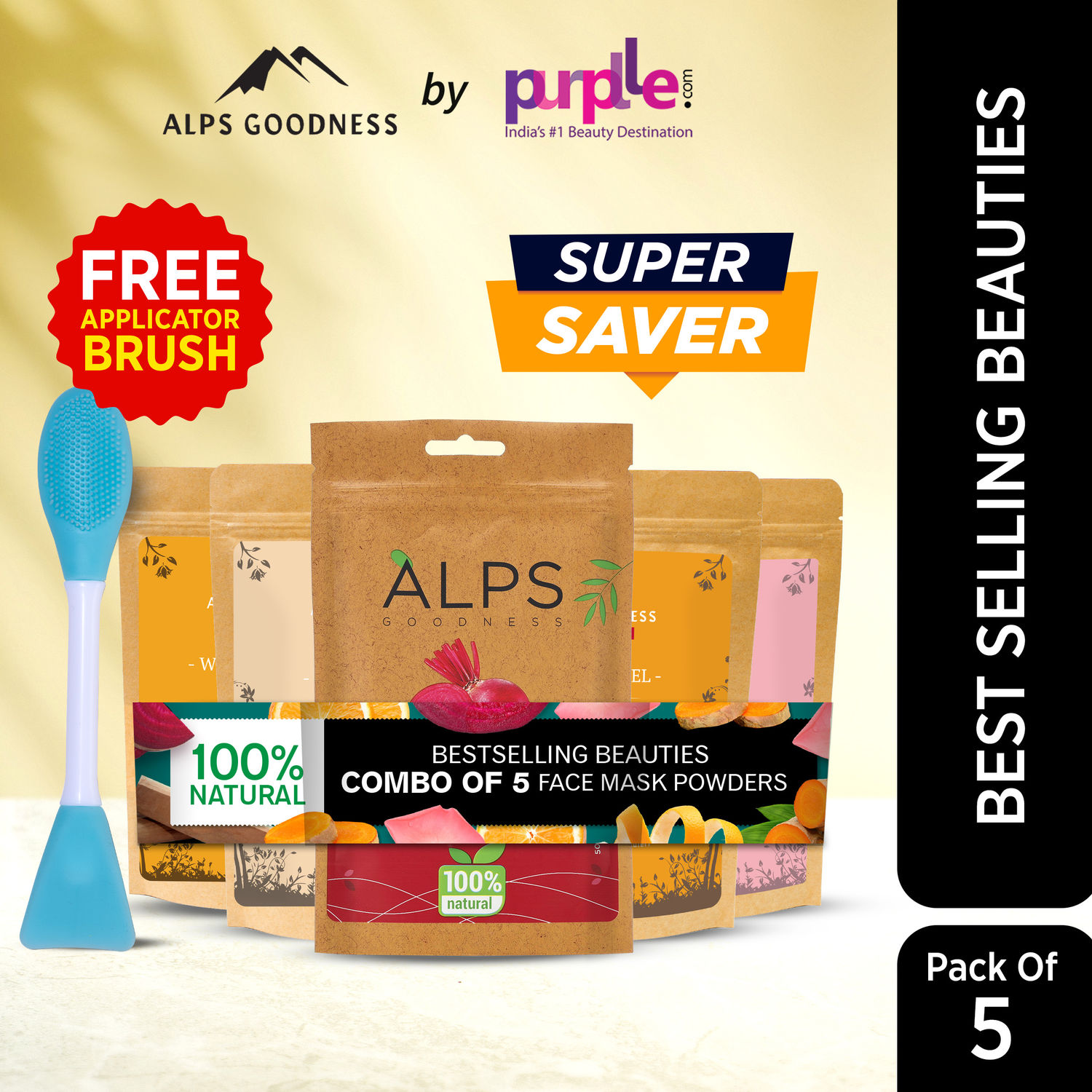 Alps Goodness Bestselling Beauties with Applicator Brush (Pack of 6) Beetroot, Sandalwood