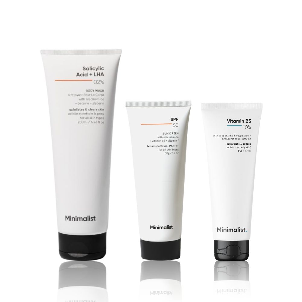Minimalist Daily AM Combo (SPF 50 Sunscreen + 10 Vitamin B5 Oil Free Moisturizer + Salicylic