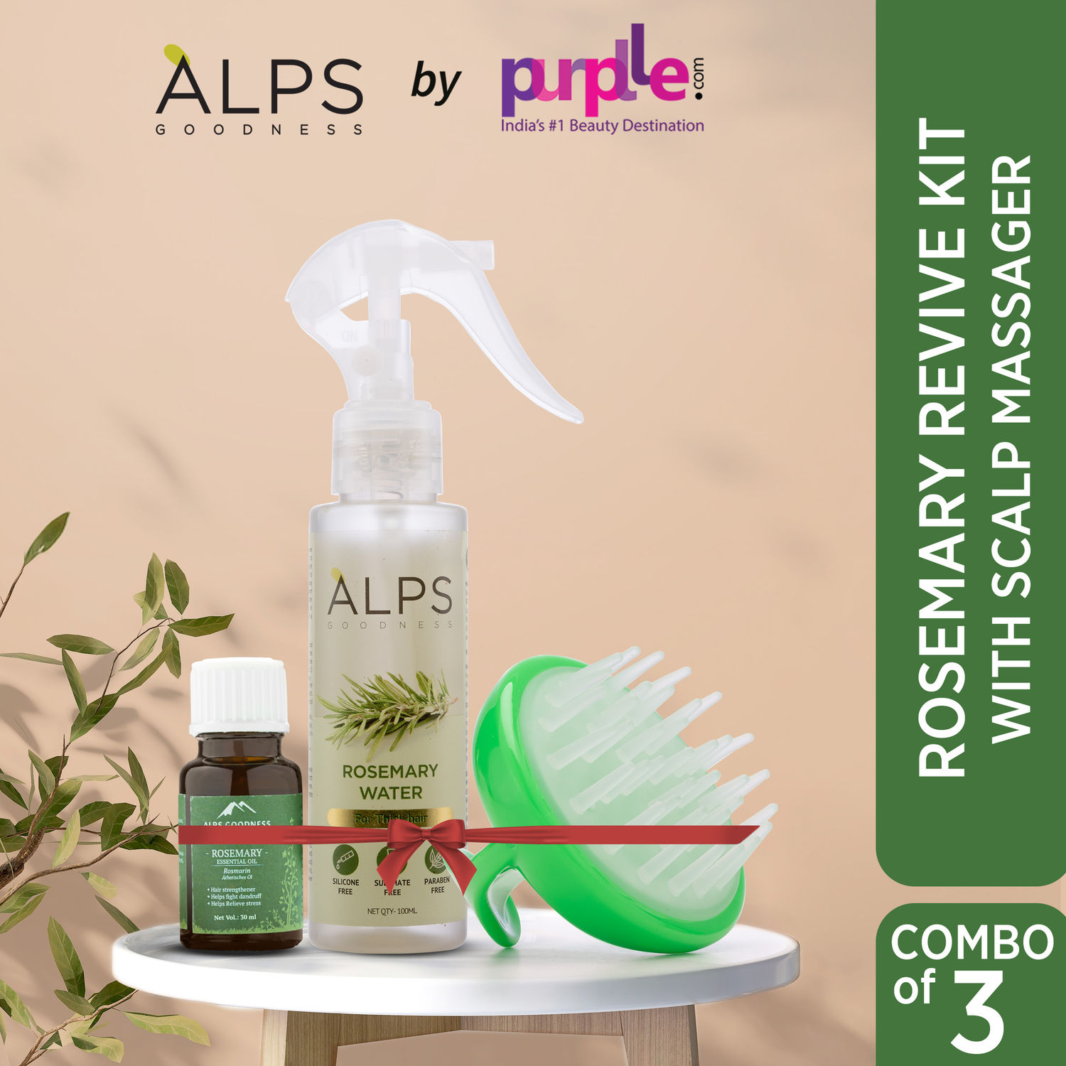 Alps Goodness Rosemary Revive Kit I With Scalp Massager I Hair Growth