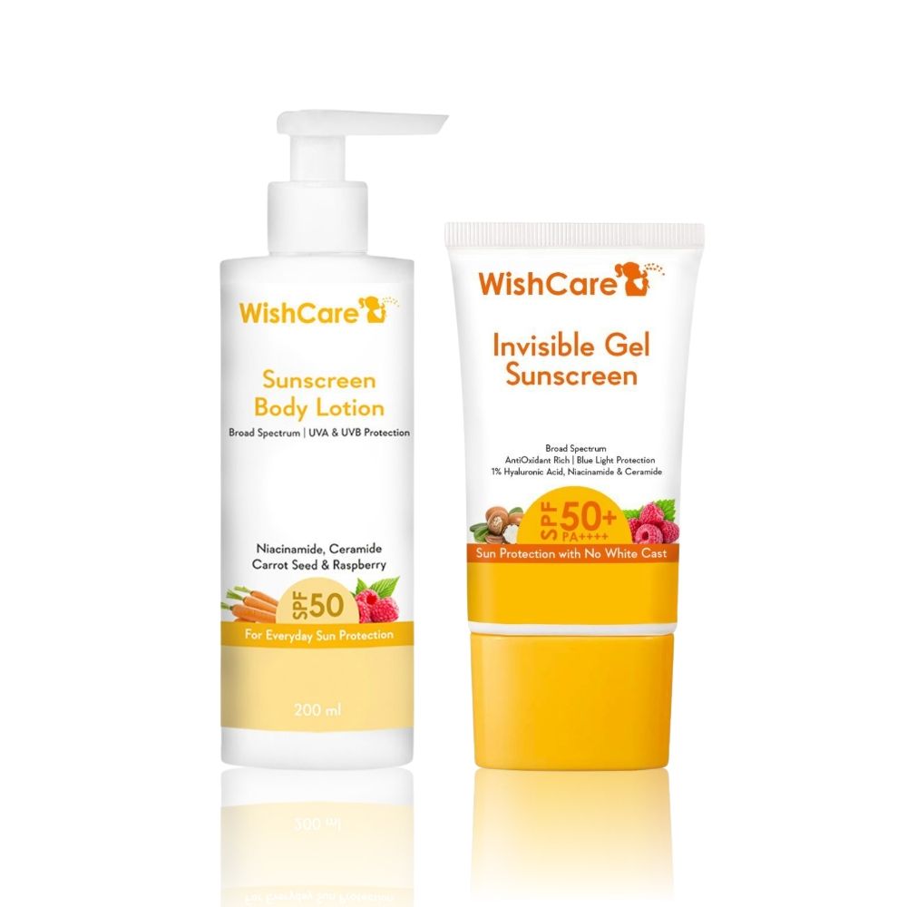 Wishcare SPF 50 Sunscreen Kit SPF Sunscreen Body Lotion (200 ml) Invisible Gel Sunscreen SPF