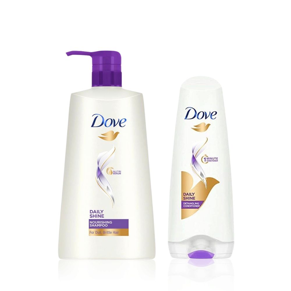 Dove Daily Shine Shampoo, 650 ml + Dove Daily Shine Conditioner, 175 ml ...