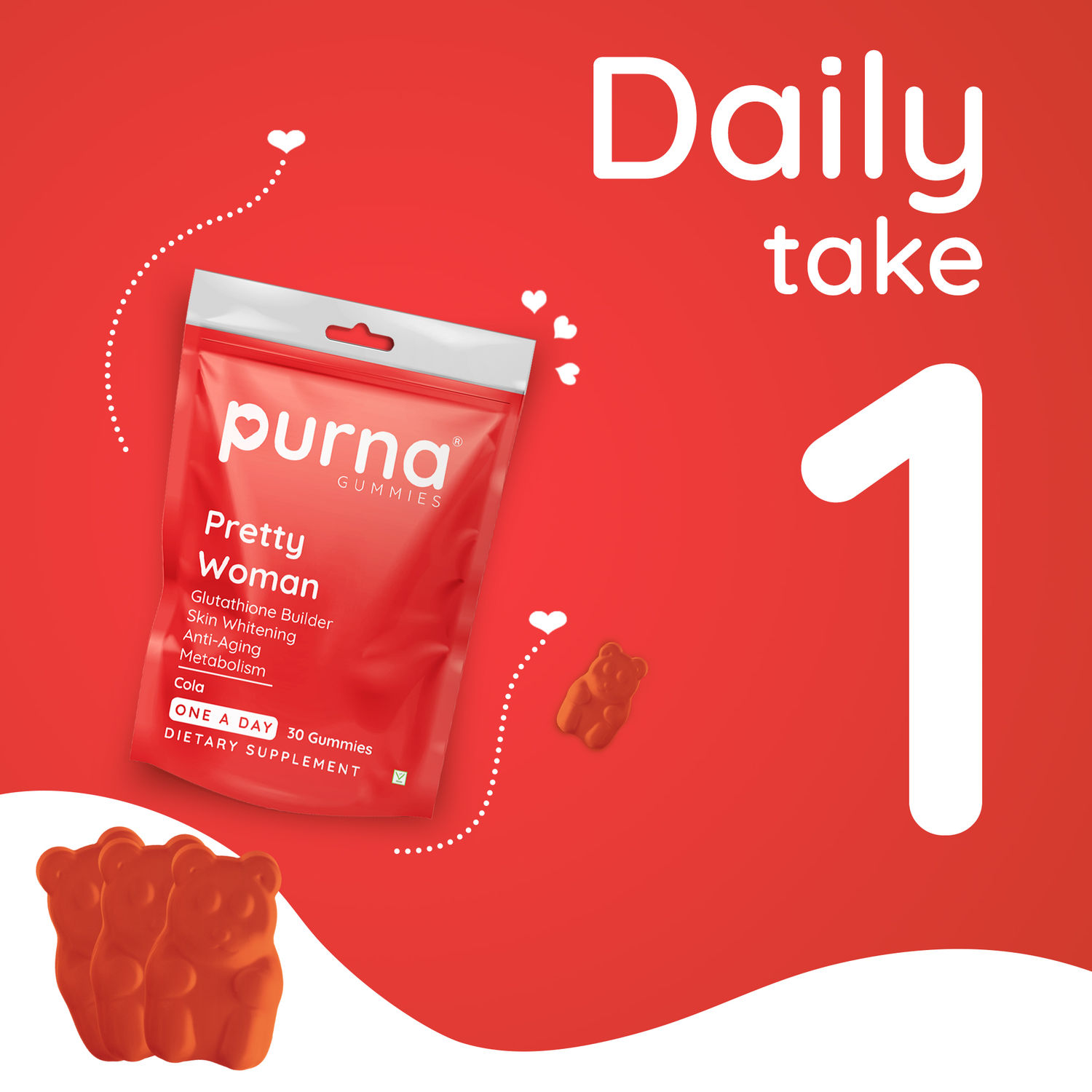 Purna Gummies Glutathione - Cola flavor 30 Count