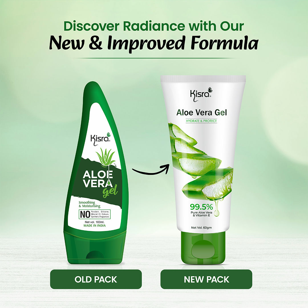 Kisra 99.5% Pure & Organic Aloe Vera Gel for Skin & Hair | Moisturizer,  Soothes and Hydrates Skin | Multipurpose Lightweight Gel - Cruelty Free-  60gm (Pack of 3)