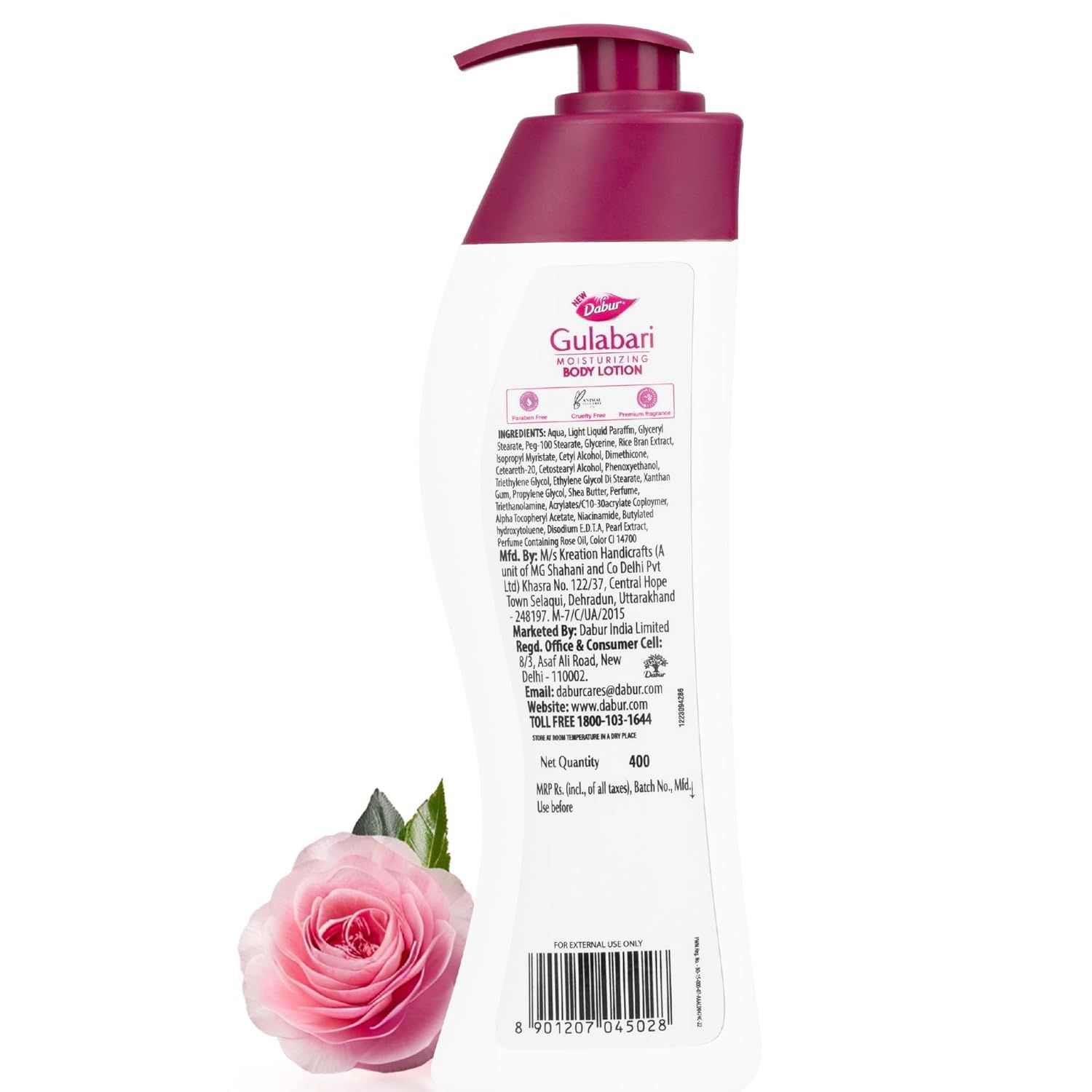 dabur glutathione Dabur Gulabari Moisturizing Body Lotion - 400ml | For Dry & Dull Skin |  Made with 100% Organic Rose Oil | Dermatologically Tested