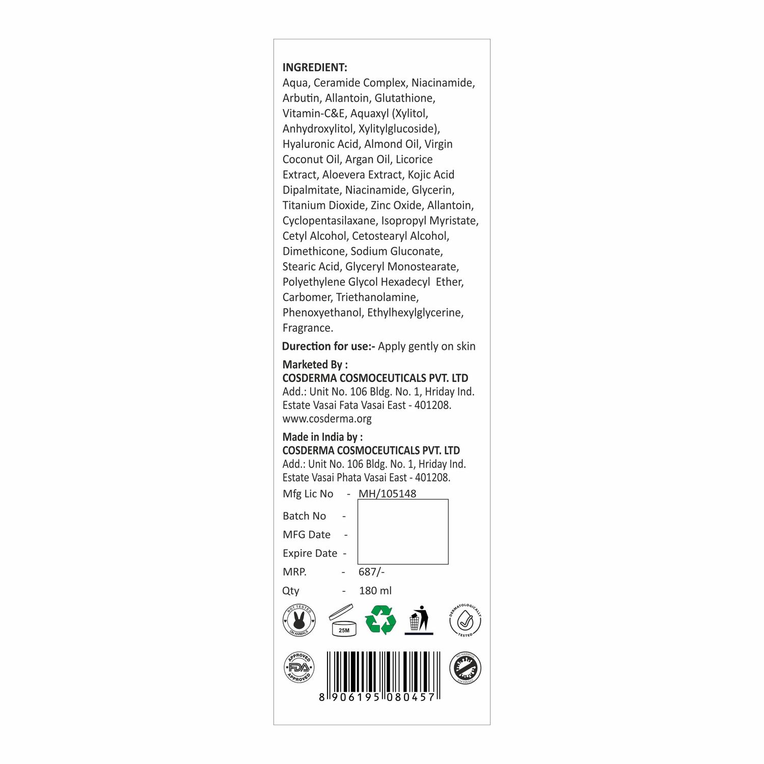 cosderma glutathione whitening cream ingredients Cosderma Skin Lightening Moisturizer With Niacinamide, Arbutin, Glutathione  & Vitamin C | Brightening, Hydrating & Collagen-Boosting Daily Moisturizer