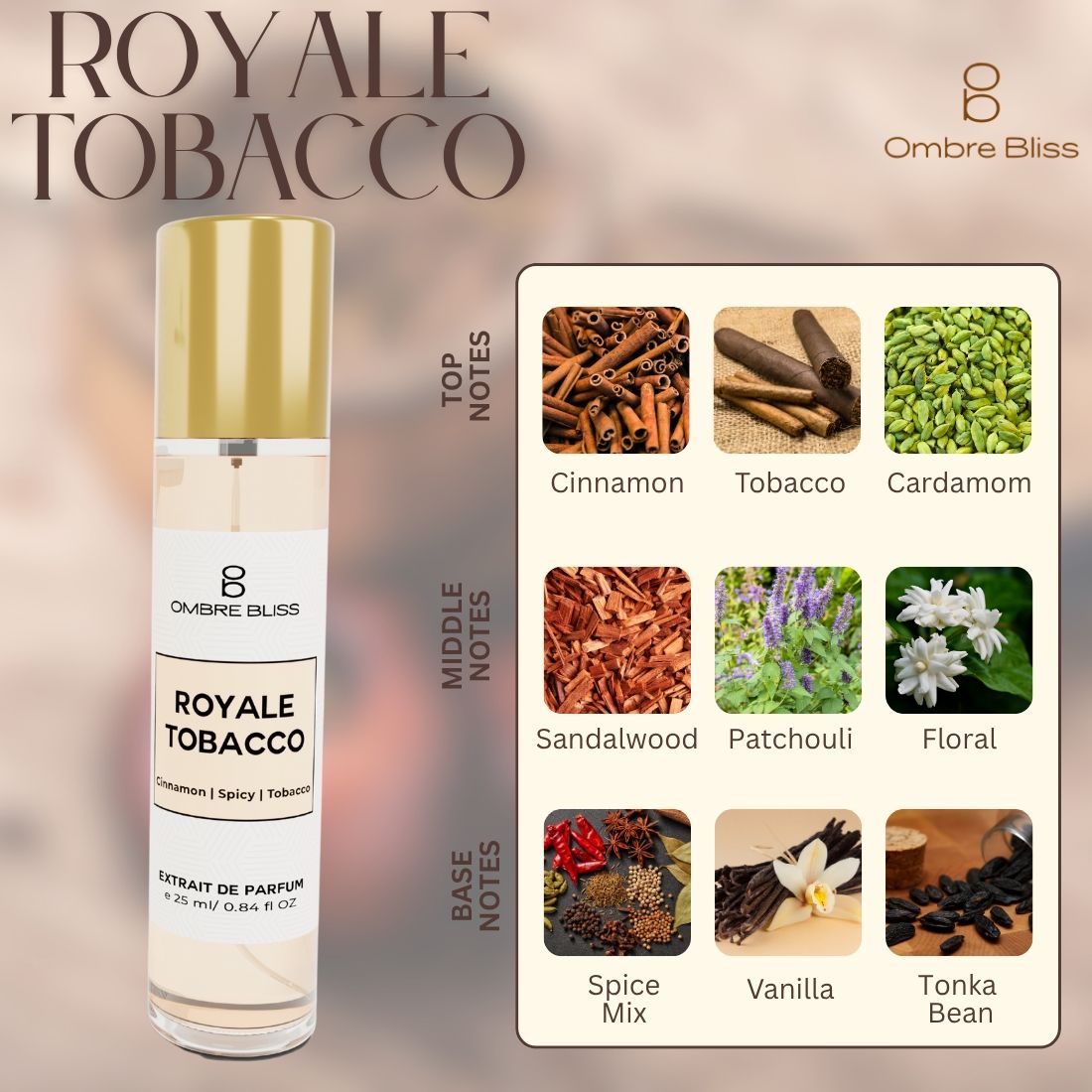 Ombre Bliss Royale Tobacco perfume for men & women 25ml