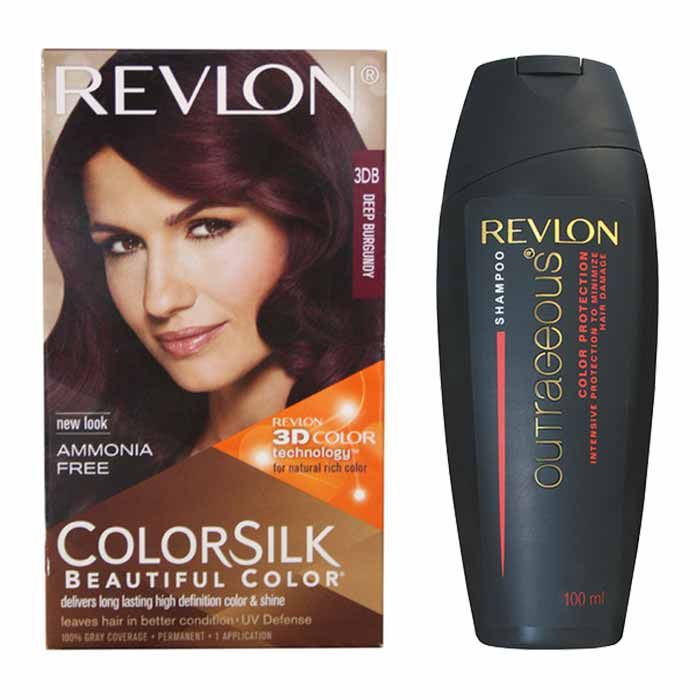 Revlon Colorsilk Hair Color With 3d Color Technology Deep Burgundy 3db Freerevlon Outrageous Color Protection Shampoo 100 Ml