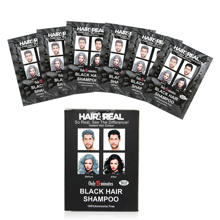 Hair4real Natural Black Hair Dye Shampoo Pack Of 6 Sachet Buy