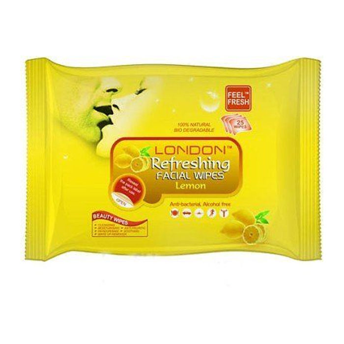 Buy London Refreshing Facial 25 Wipe Wet Face Tissue Cleansing Moisturising Lemon online at