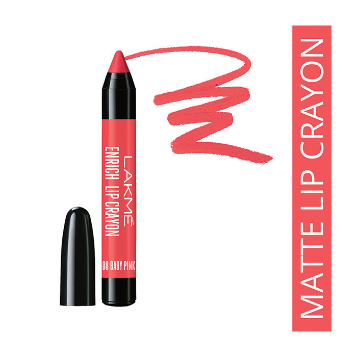 Buy Lakme Enrich Lip Crayon Baby Pink (2.2 g) with Free Sharpner online