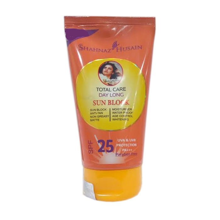 Shahnaz Husain Total Care Day Long Sun Block Spf 25 80 G Shahnaz husain, the pioneer of organic beauty care, has achieved unprecedented international acclaim for her practical application of ayurveda, the ancient indian system of herbal healing. purplle