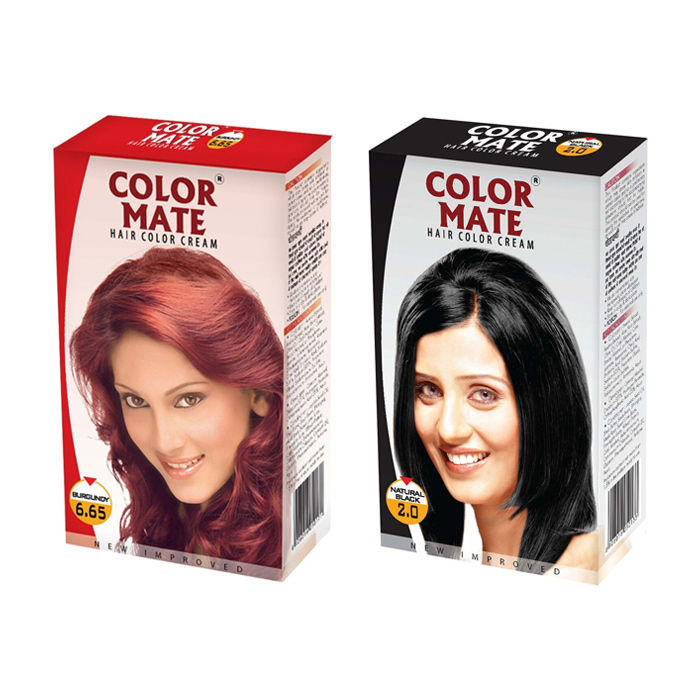 Color Mate Hair Color Cream Burgundy Natural Black 260 Ml