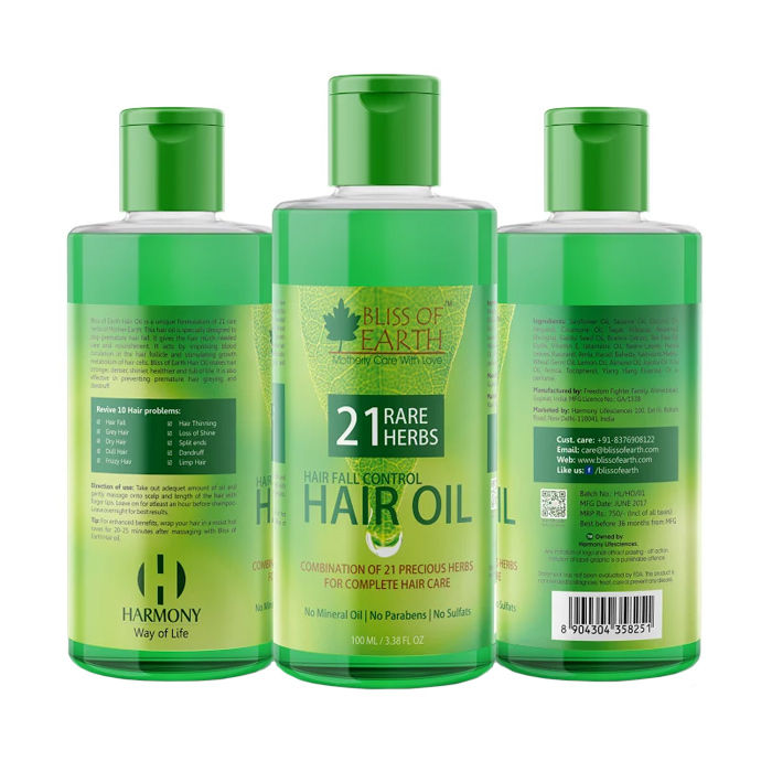 Bliss of Earth Hair Fall Control Hair Oil with 21 Rare Herbs (100 ml)