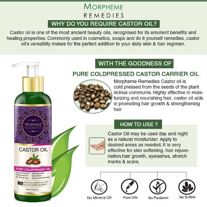 Morpheme Pure Castor Oil Coldpressed For Hair Body Skin Care