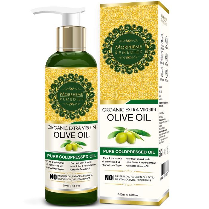 Morpheme Organic Extra Virgin Olive Oil Pure Coldpressed Oil For Hair Body Skin Care Massage Eyelashes 200 Ml