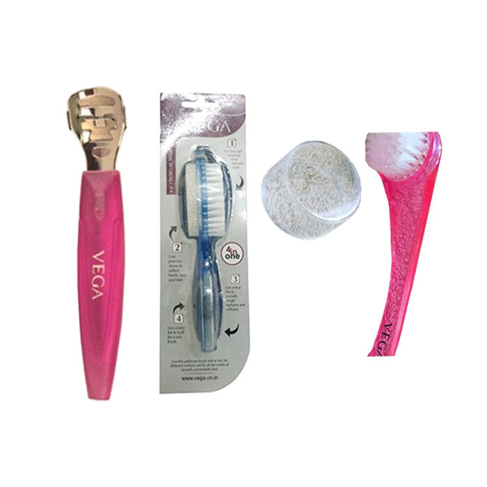 Vega 4in1 Pedicure Tool And Facial Brush And Foot Care Combo Set Vega grooming comb comes with rounded smooth tips that prevent damage to hair. vega 4in1 pedicure tool and facial brush and foot care combo set