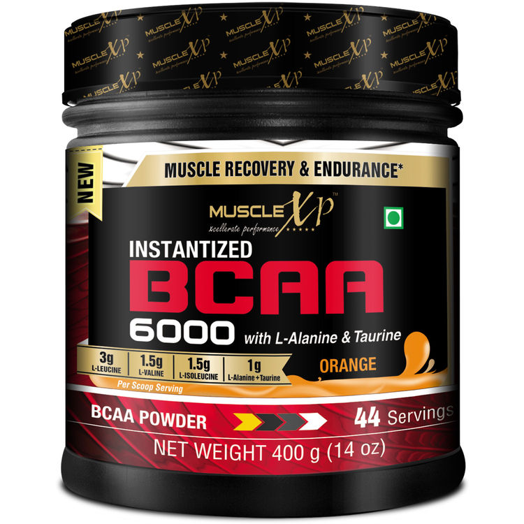 Buy MuscleXP Instantized BCAA 6000 with L-Alanine & Taurine - 400g (14 Oz) Orange