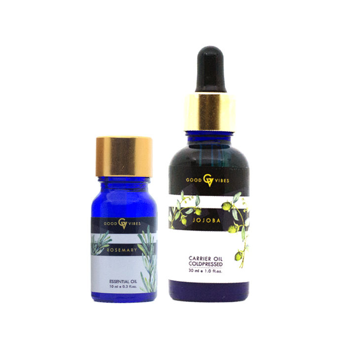 Good Vibes Oils Frizz Free Shiny Hair Combo Jojoba Essential Oil Rosemary Carrier Oil