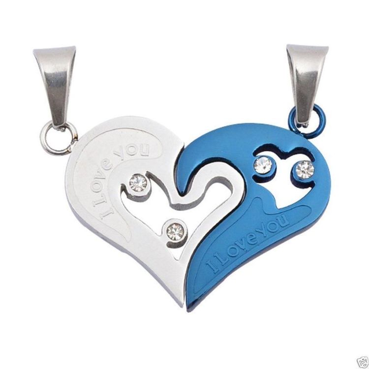 Lishmark Men Women Lover Couple Necklace I Love You Heart Pendant Stainless Steel Chain