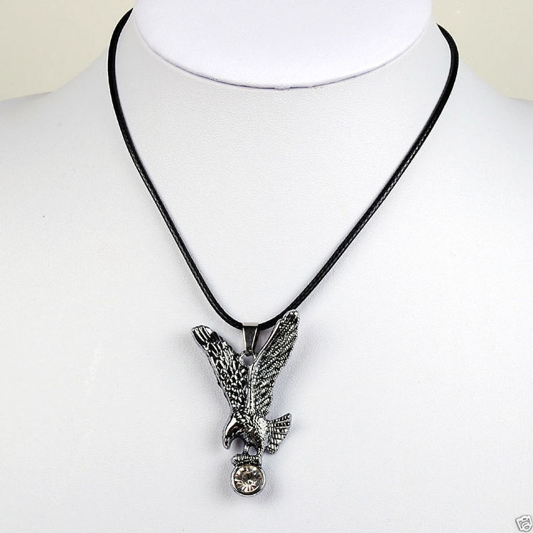 Lishmark Fashion Jewelry Alloy Antique Silver Color Eagle Pendant Black Leather Necklace - Black Leather Necklace With Pendant Lishmark Fashion Jewelry Alloy Antique Silver Color Eagle Pendant Black Leather Necklace - Black Leather Necklace With Pendant