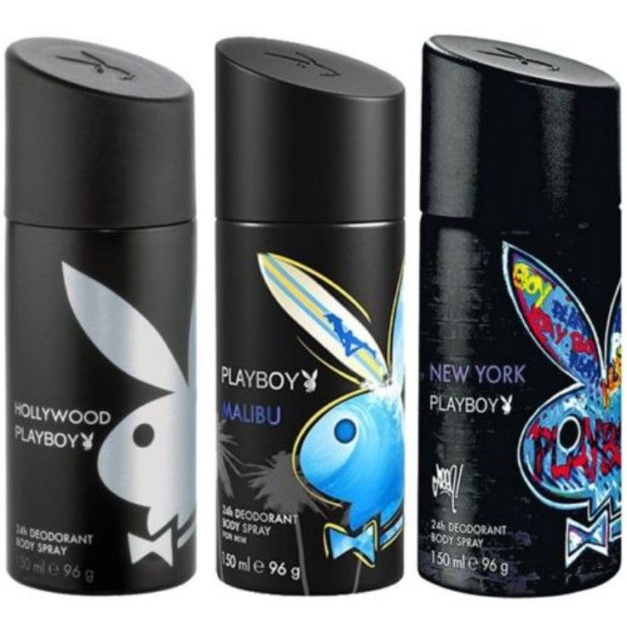 Playboy Hollywood Malibu And New York Deodorant Spray For Men 150 Ml Each