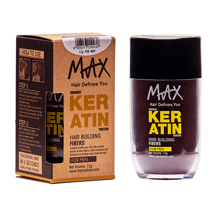 Max Keratin Hair Building Fibers For Men Dark Brown 12 G